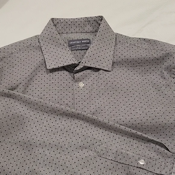 Geoffrey Beene | Shirts | Mens Dress Shirt Blackgray Print Geoffrey Beene  Slim Fit 6165 3435 L | Poshmark